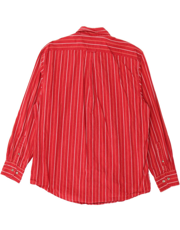 IZOD Mens Shirt Large Red Striped Cotton