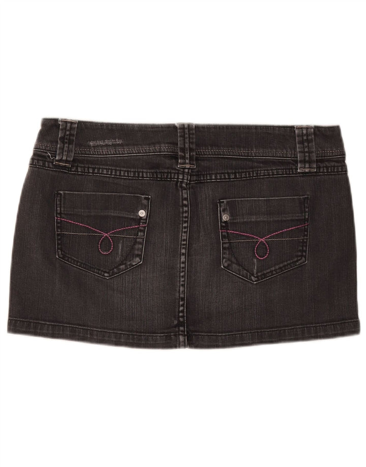 BENETTON Falda vaquera desgastada para mujer IT 44 Mediana W30 Algodón gris