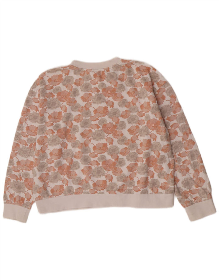 Vans Sudadera extragrande con estampado gráfico para mujer, talla 40, talla mediana, color blanco floral