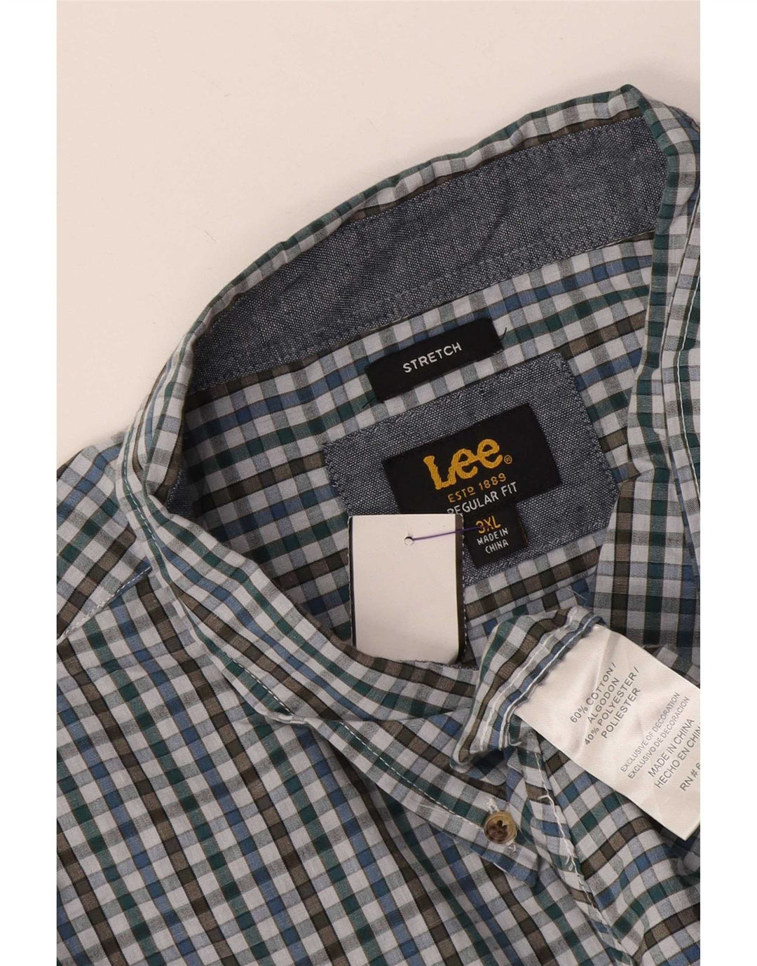 Lee - Camisa de corte regular para hombre, talla 3XL, algodón a cuadros multicolor
