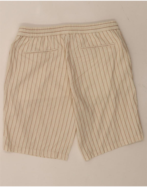Zara Hombre Pantalones Cortos Chinos Grande W32 Algodón A Rayas Beige