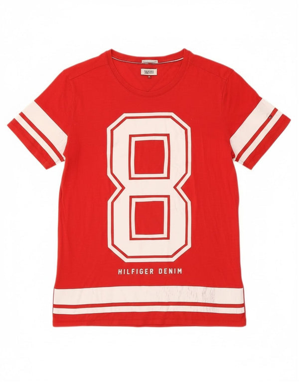 Tommy Hilfiger Camiseta gráfica para hombre Top Medium Red Cotton