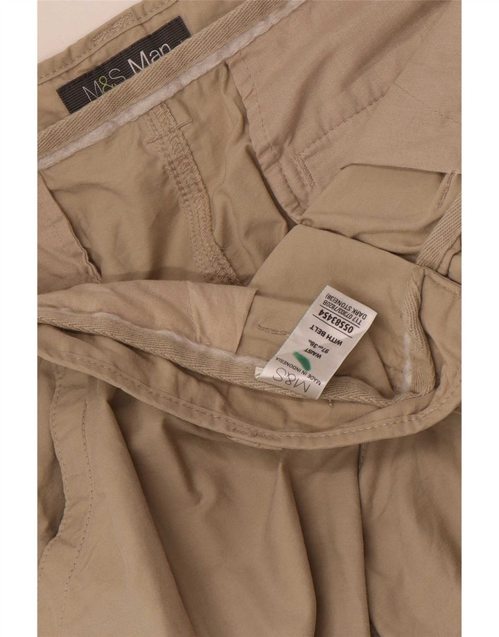 Marks & Spencer Pantalones cortos tipo cargo para hombre W38 XL Algodón beige