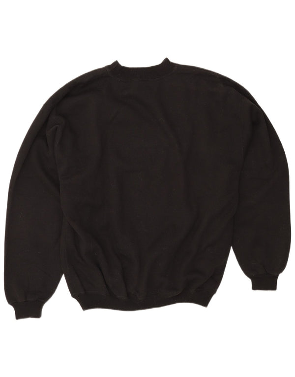 Vintage hombres sudadera gráfica jumper XL algodón negro