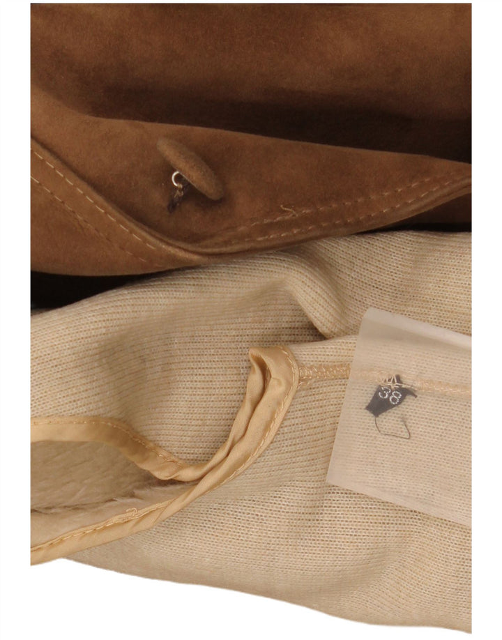 VINTAGE Mujer Sherpa Ante Abrigo EU 38 Medio Beige