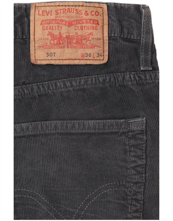 LEVI'S Mens 507 Pantalones de pana con corte de bota W36 L34 Gris Algodón Clásico