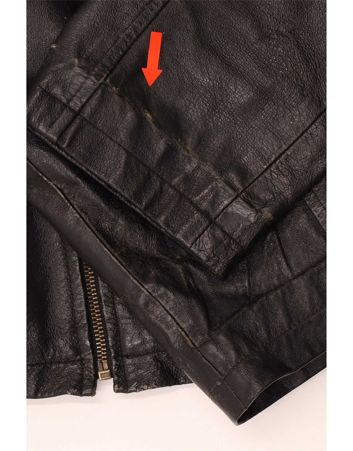 Henry Morell Chaqueta de cuero para hombre IT 50 Grande Negro
