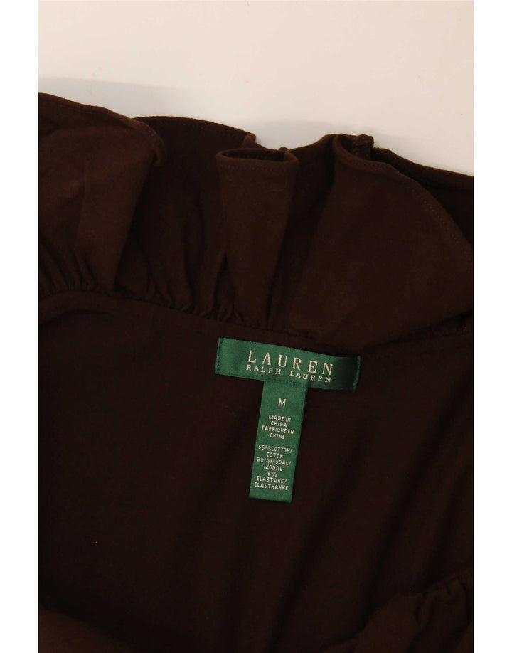 Ralph Lauren Vestido básico sin mangas con volantes en la parte delantera para mujer UK 12 Marrón medio