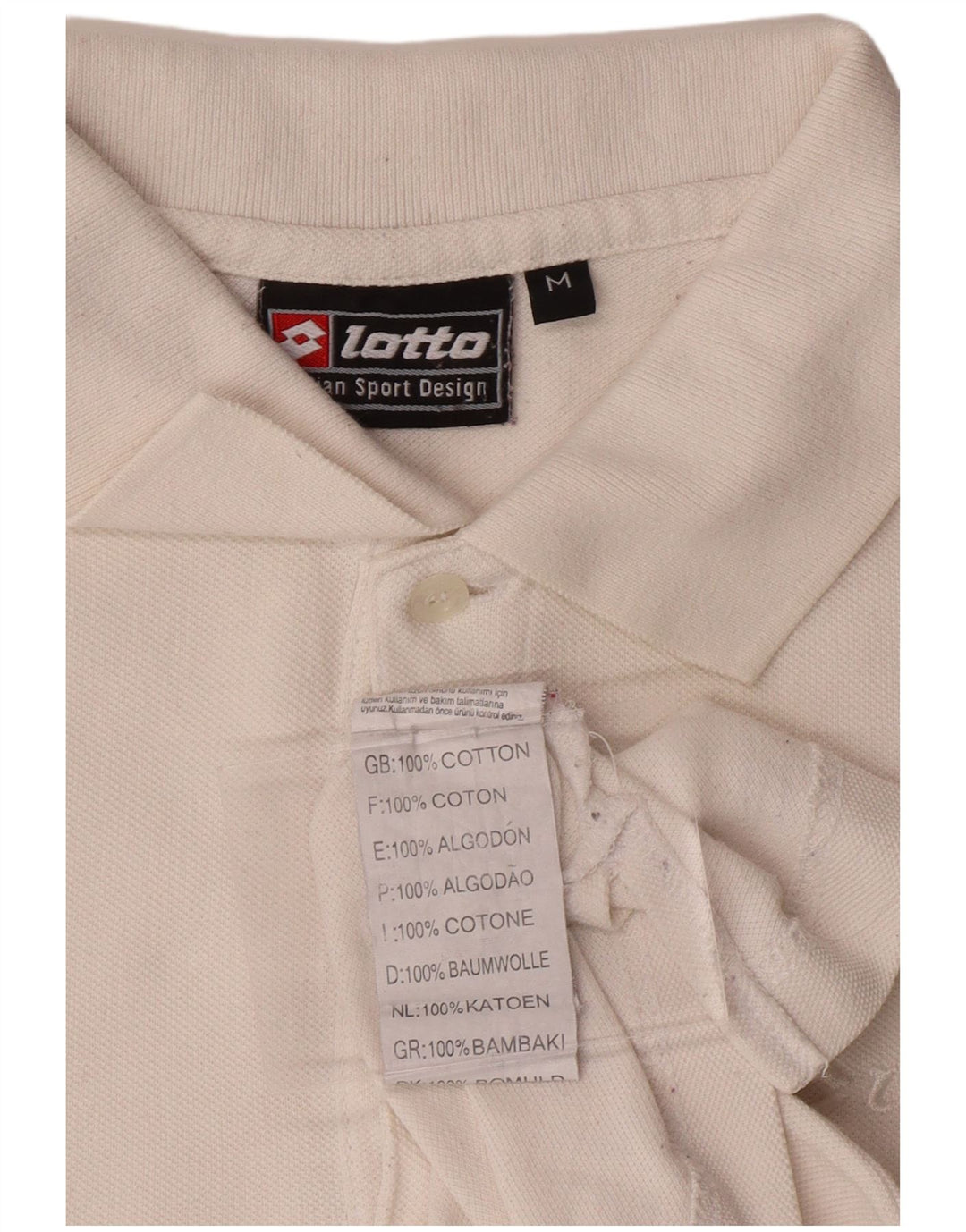 LOTTO Polo De Manga Larga Para Hombre Algodón Blanco Mediano