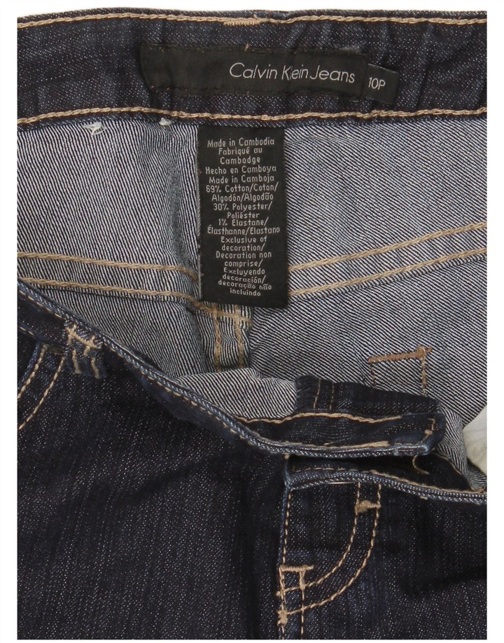 CALVIN KLEIN Vaqueros acampanados para mujer US 10 Medium W32 L30 Azul marino Algodón