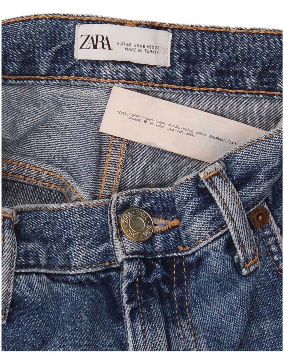Zara Mujer Shorts Vaqueros EU 40 Medium W30 Algodón Azul