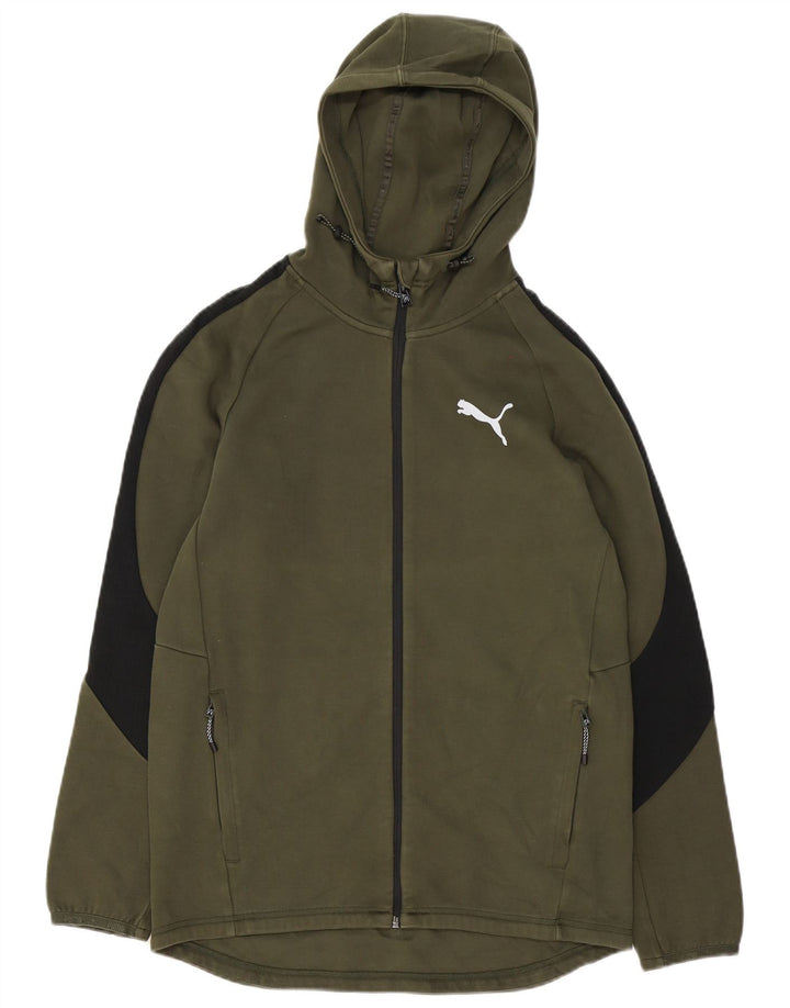 Puma Hombre Sudadera Con Capucha Y Cremallera De Algodón Color Block Verde Medio