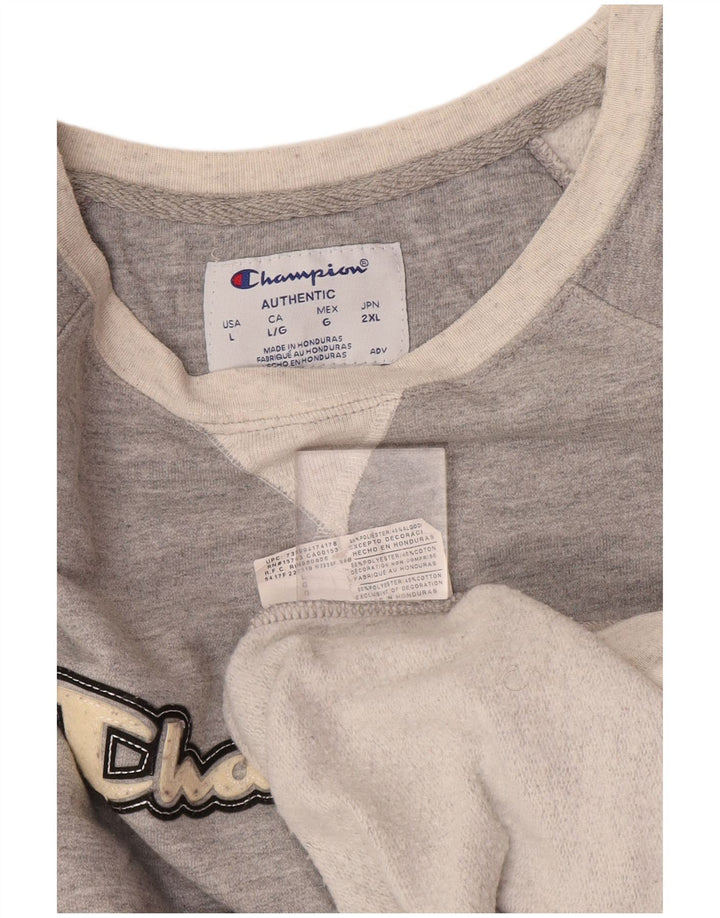Champion Sudadera Con Estampado De Hombre Jersey Grande Gris Colorblock Poliéster