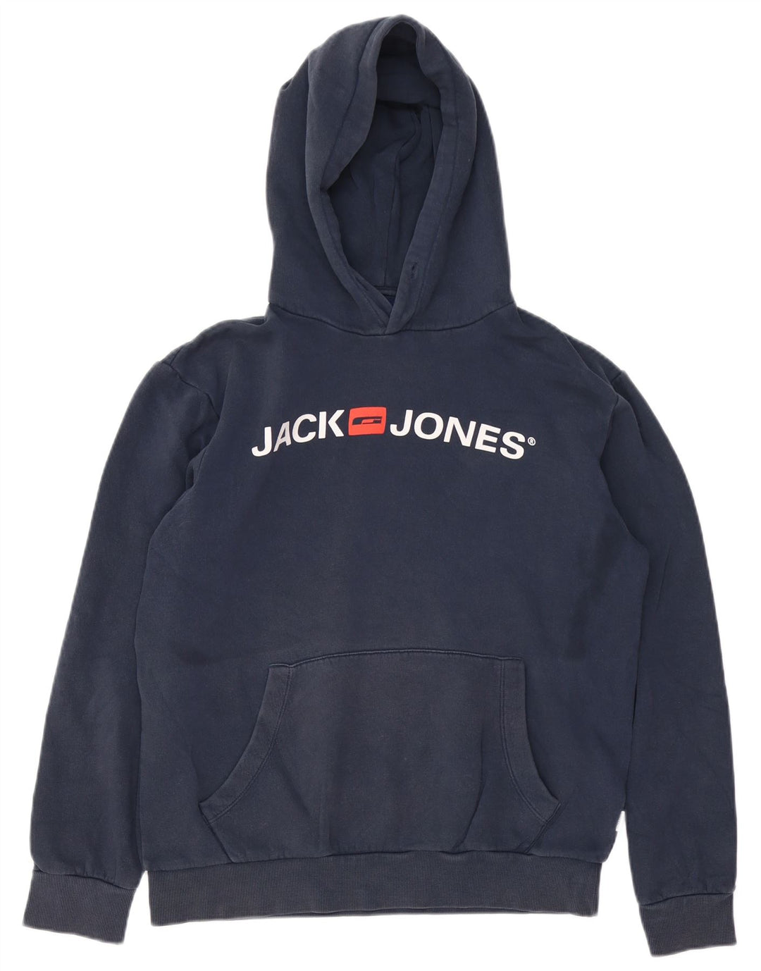 JACK & JONES Jersey con capucha y estampado gráfico para hombre Algodón azul marino mediano