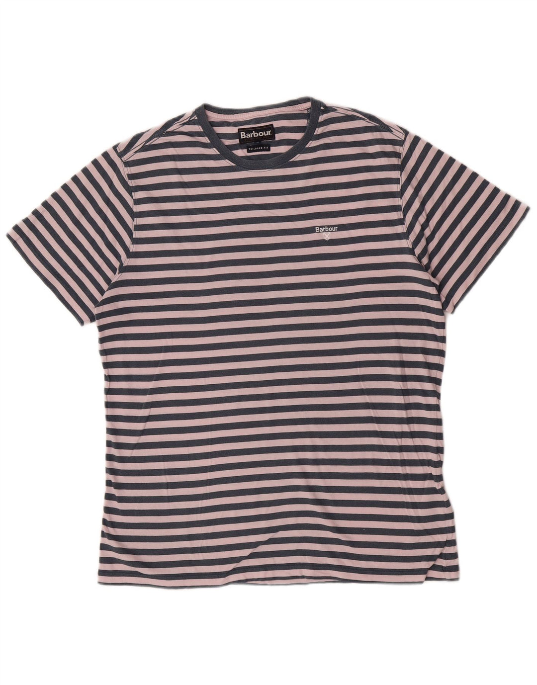 Barbour Hombre Camiseta Entallada Top Algodón Rayas Azul Marino Mediano