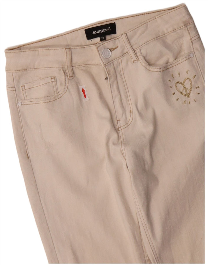 Vaqueros DESIGUAL Mujer Slim W28 L27 Algodón Blanco Roto