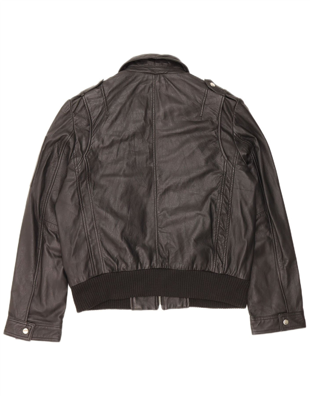 Vintage mujer chaqueta de cuero militar IT 54 3XL cuero negro