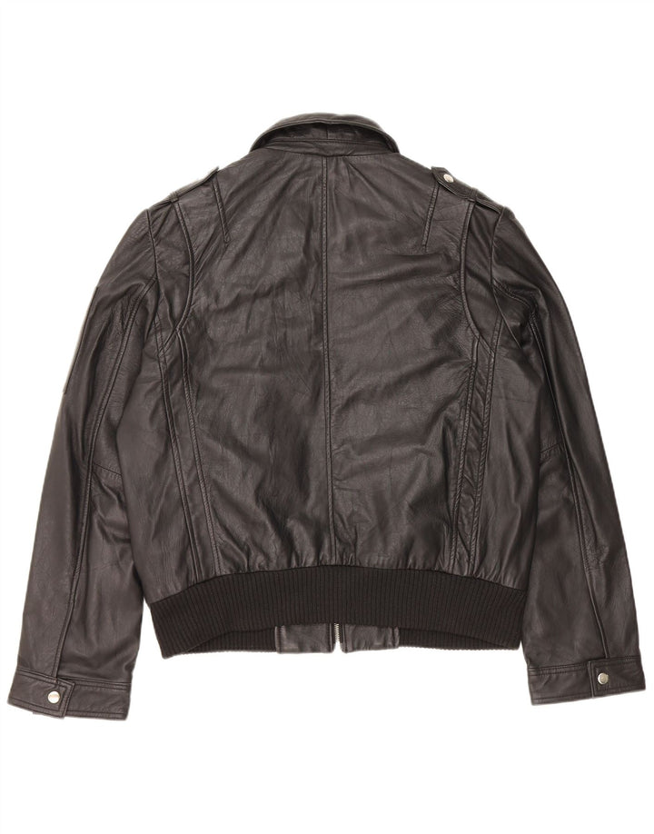 Vintage mujer chaqueta de cuero militar IT 54 3XL cuero negro