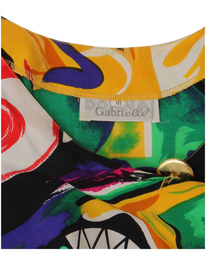 Vintage mujer longline suelta ajuste blusa top Reino Unido 14 medio multicolor