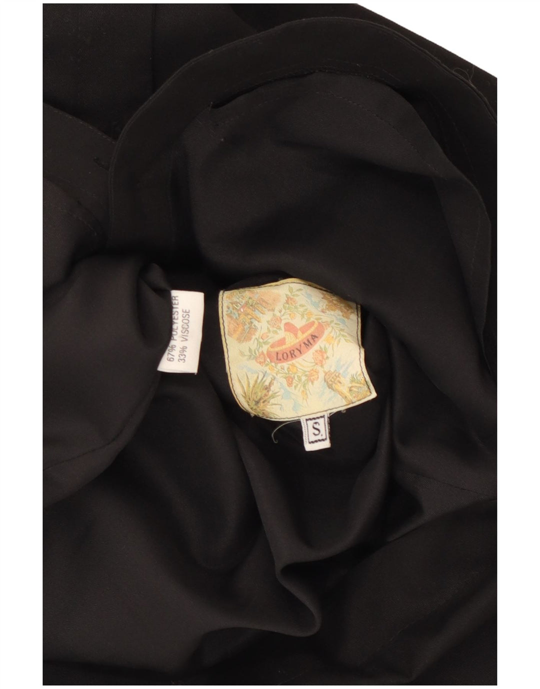 Falda lápiz vintage para mujer pequeña W26 poliéster negro