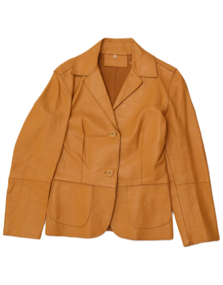 Vintage mujer 2 botones Blazer chaqueta Reino Unido 10 pequeño beige
