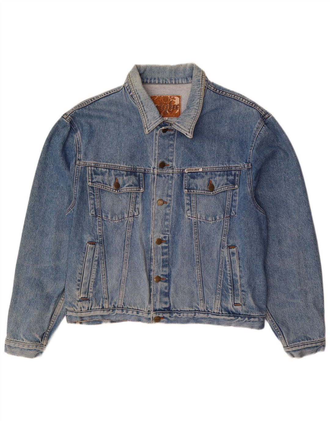 Vintage hombres chaqueta de mezclilla Reino Unido 42 XL algodón azul