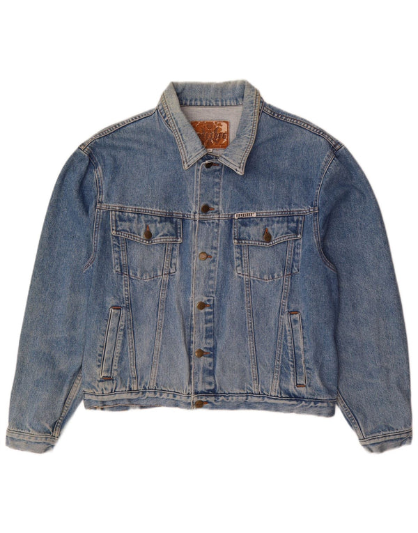 Vintage hombres chaqueta de mezclilla Reino Unido 42 XL algodón azul