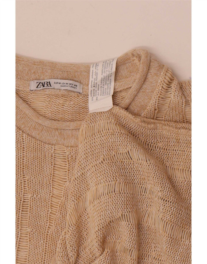 Zara Hombre Jersey Con Cuello Alto Poliéster Moteado Beige Medio