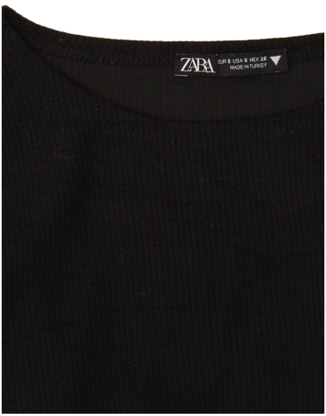 Zara Mujer Crop Top Manga Larga UK 8 Small Negro