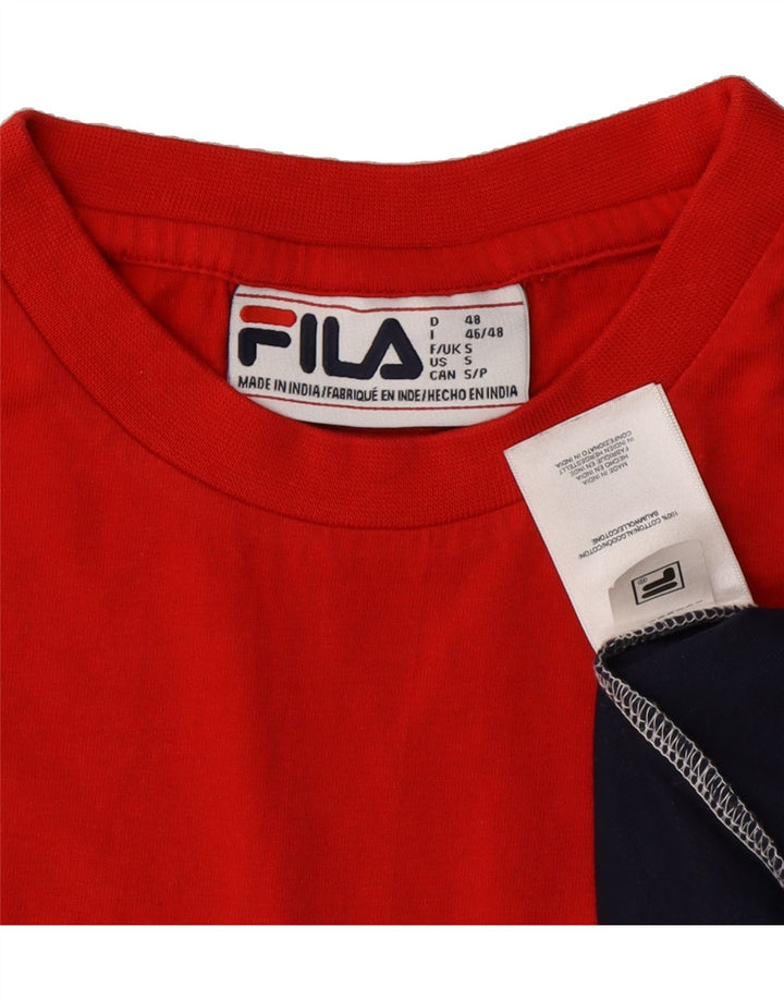 FILA Mens Graphic T-Shirt Top Small Multicoloured Colourblock Cotton Vintage Fila and Second-Hand Fila from Messina Hembry 
