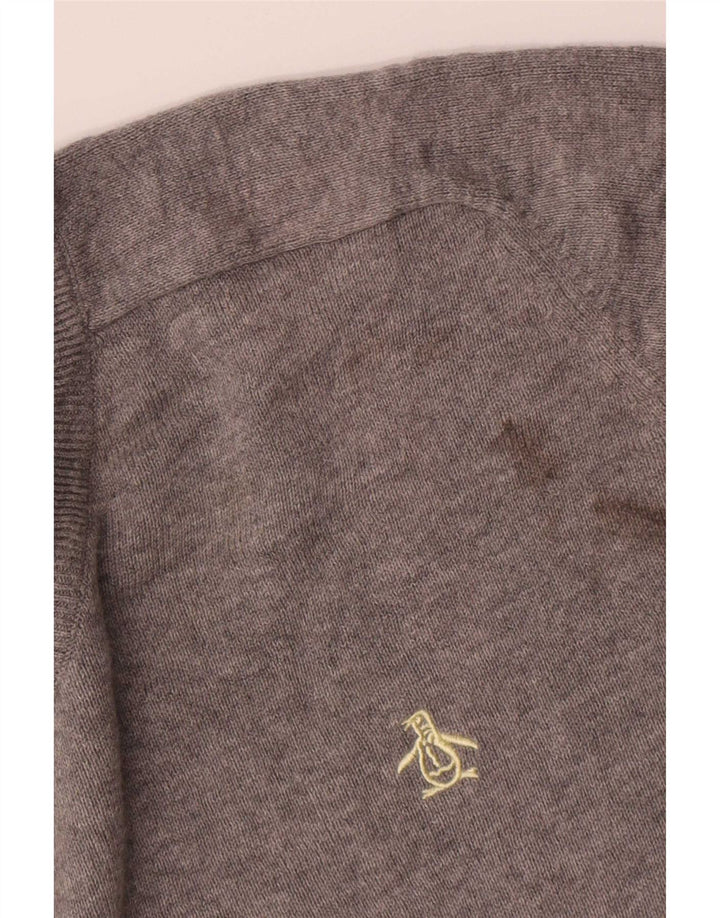 Penguin - Jersey con cuello en V para hombre, talla grande, color gris