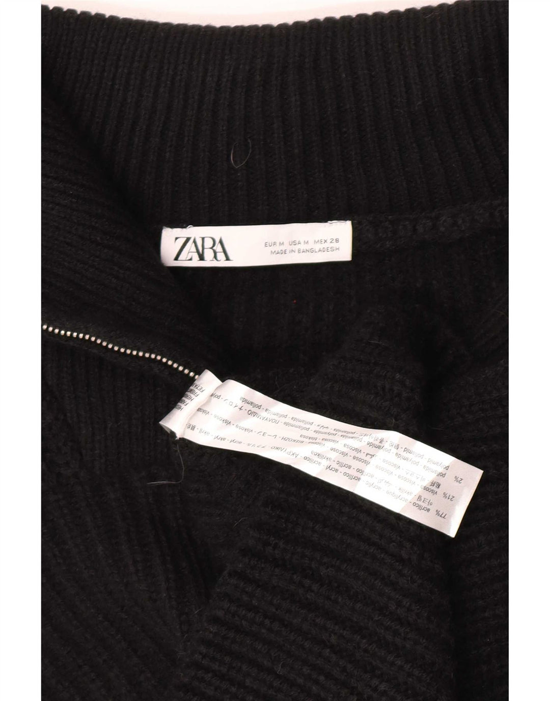 Zara Camiseta sin mangas con cuello y cremallera extragrande para mujer UK 44 Medium Black