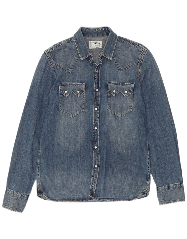 Levi's Hombre Camisa Vaquera Occidental De Algodón Azul Medio