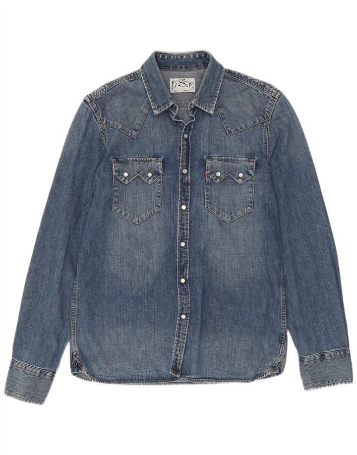Levi's Hombre Camisa Vaquera Occidental De Algodón Azul Medio