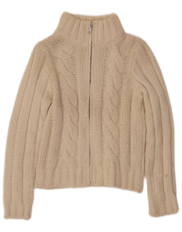 Benetton Cárdigan De Mujer UK 44 Grande De Lana Blanco Roto