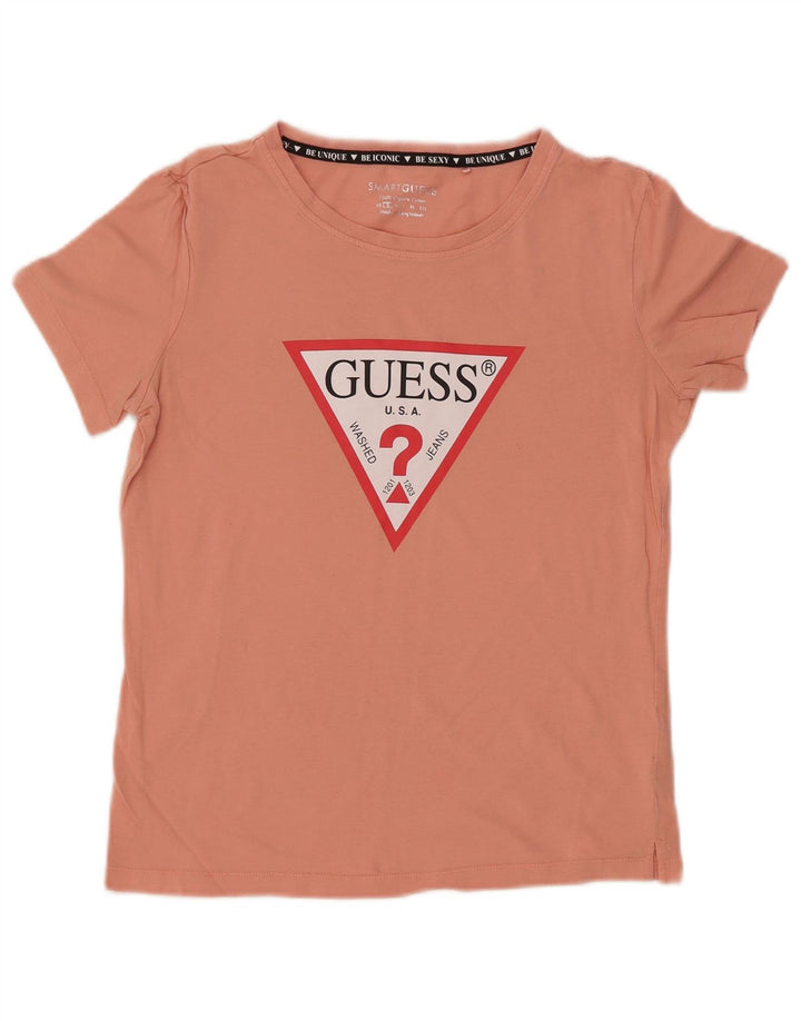 GUESS Camiseta gráfica para mujer Top UK 10 Small Pink Cotton