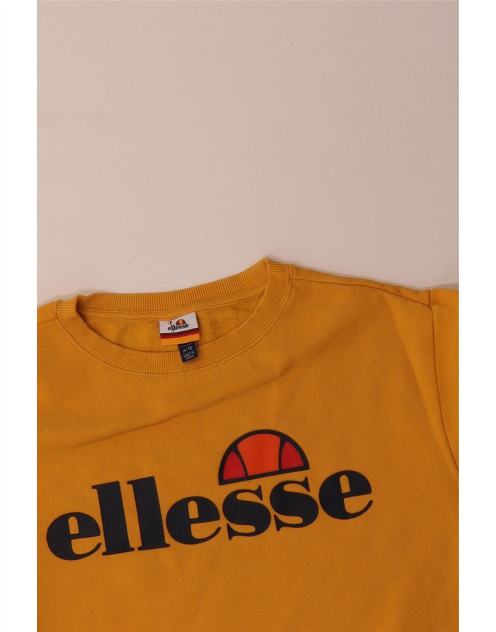 ELLESSE Sudadera de gran tamaño con gráfico para mujer UK 12 Medium Yellow