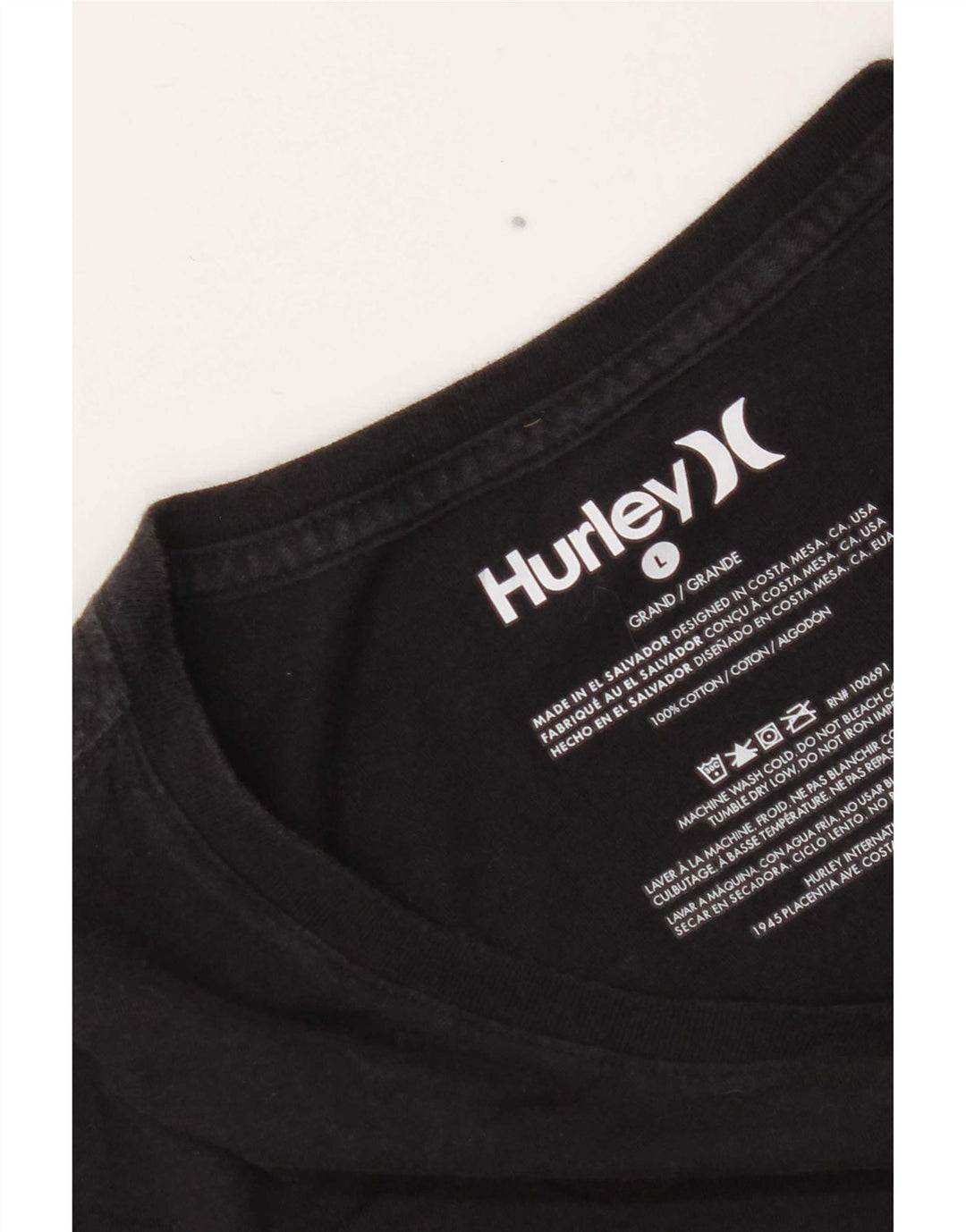 Hurley Camiseta Regular De Manga Corta Para Hombre Top Grande De Algodón Negro