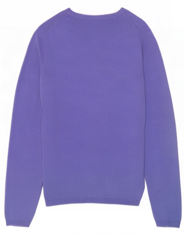Tommy Hilfiger Suéter con cuello en V para mujer UK 10 Small Purple Cotton