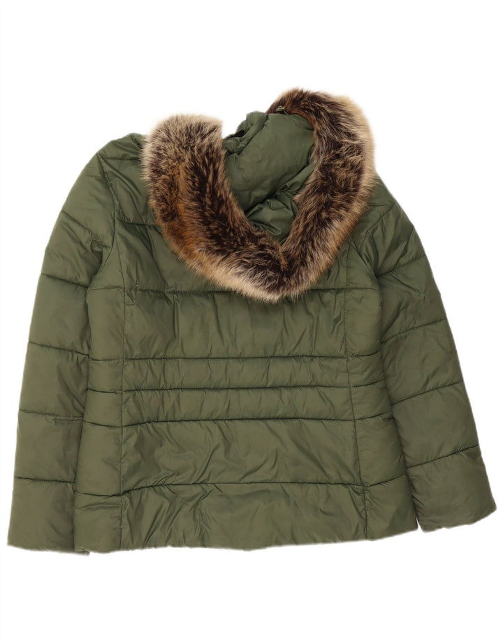 Barbour Chaqueta Acolchada Con Capucha Para Mujer UK 12 Poliéster Verde Medio