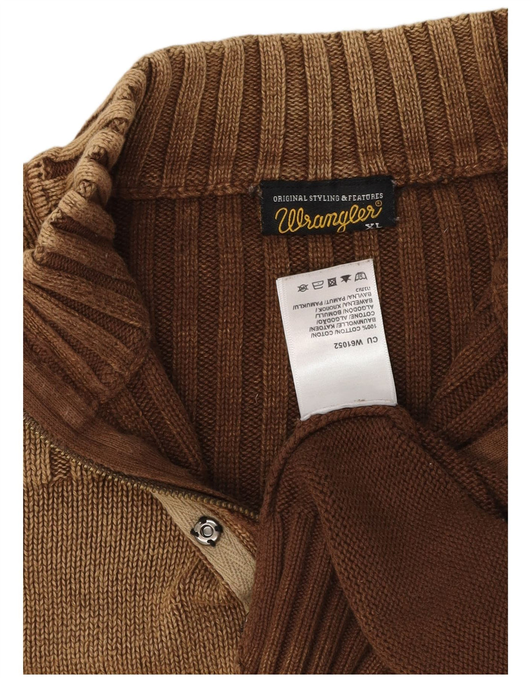 Wrangler Jersey De Cuello Con Cremallera Para Hombre XL Algodón Marrón