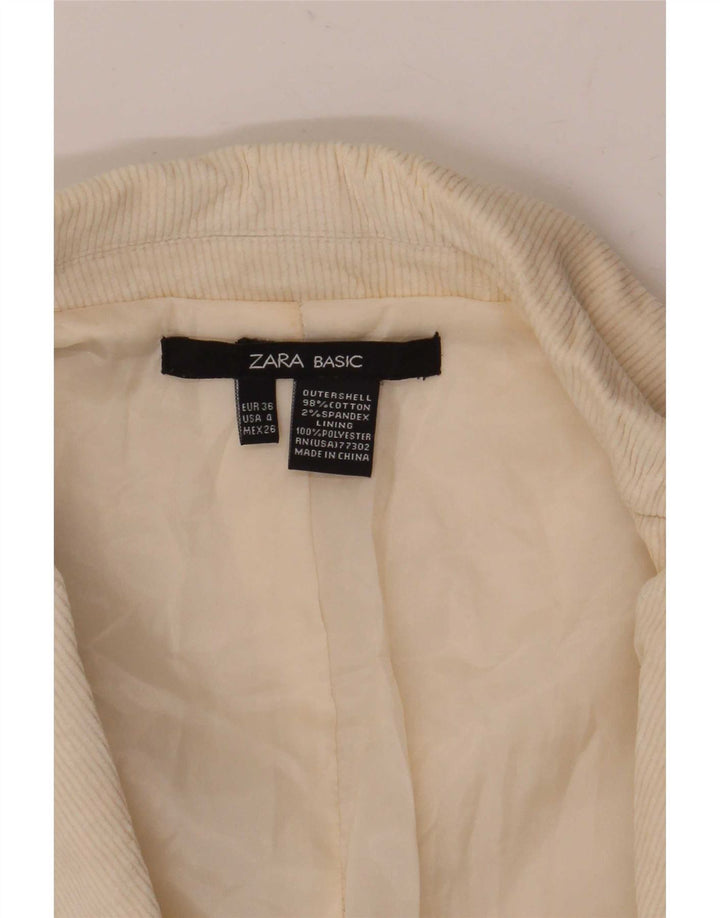 Zara Mujer Chaqueta Blazer De Pana De 2 Botones EU 36 XS Algodón Blanco Roto
