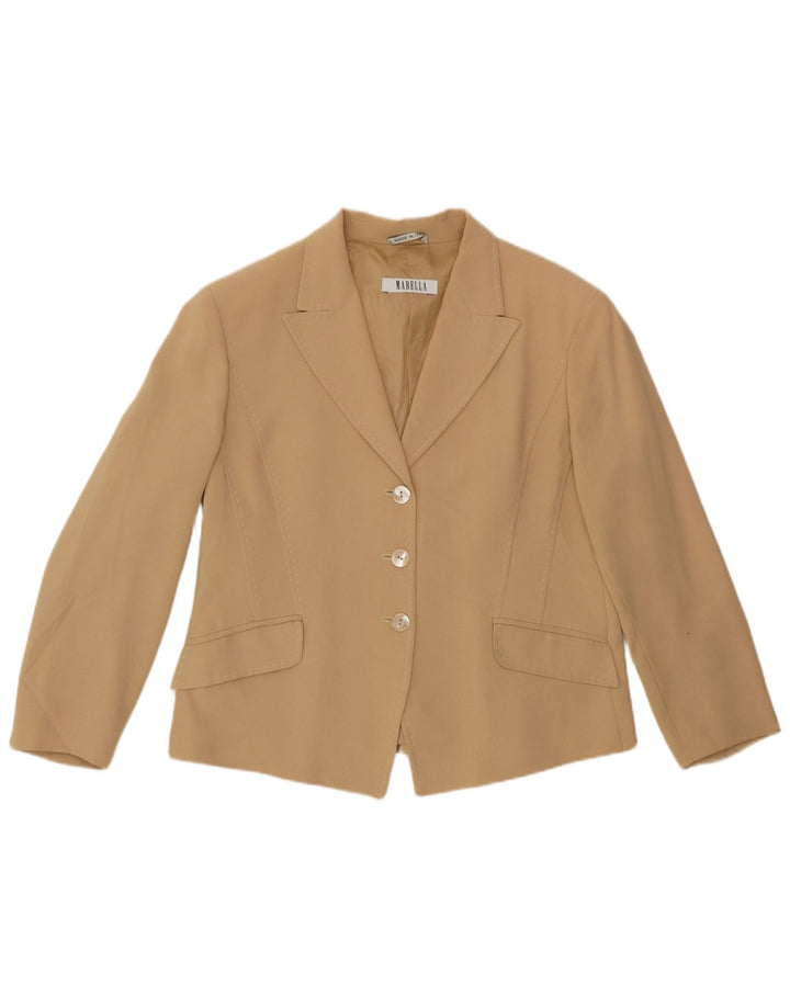 Marella Chaqueta Blazer de 3 Botones para Mujer UK 40 XL Viscosa Beige