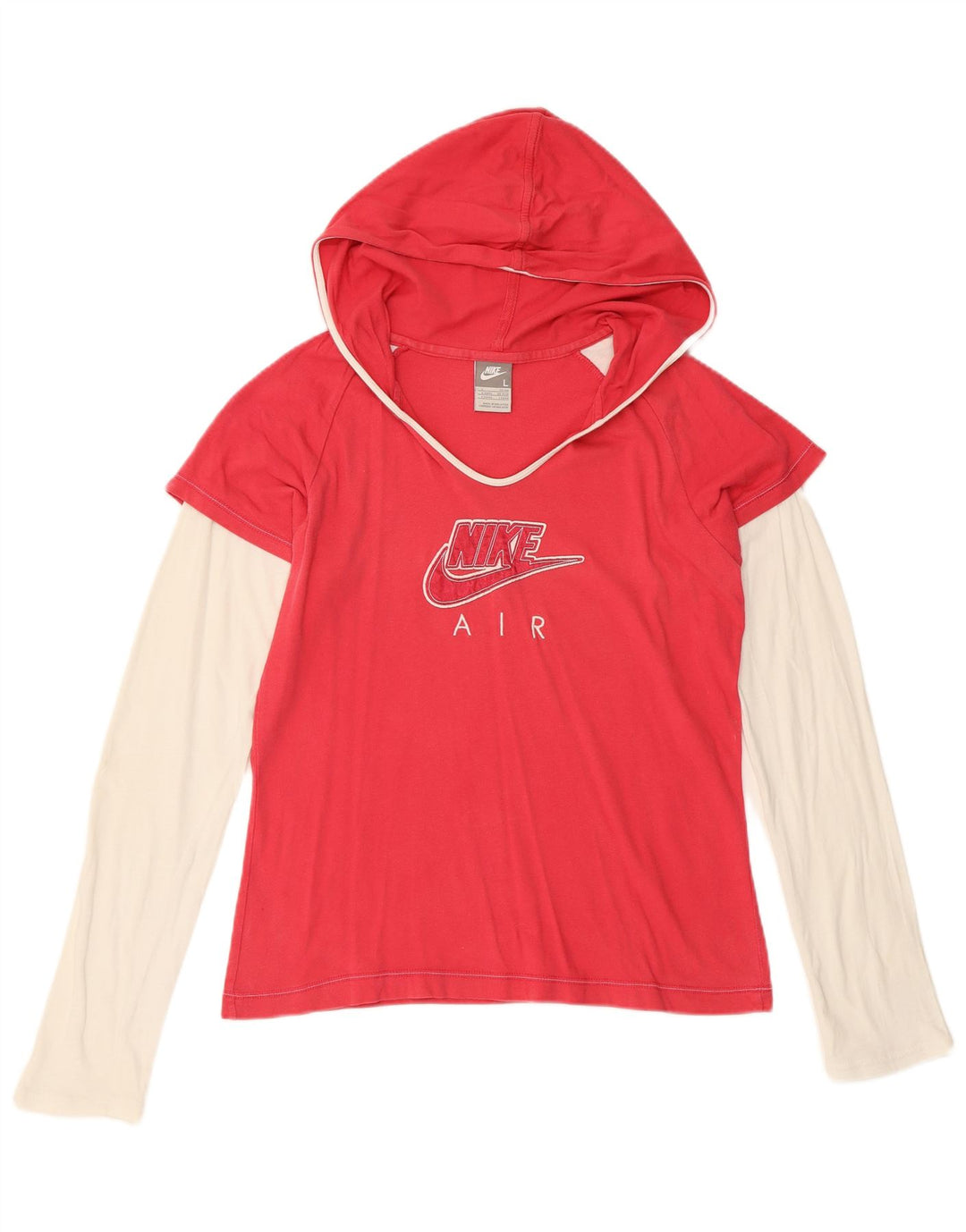 NIKE Top gráfico con capucha para mujer, manga larga, UK 40/40, talla grande, color rojo