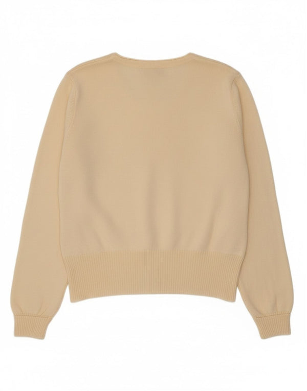 Vintage mujer Cardigan suéter EU 40/42 medio de lana blanca