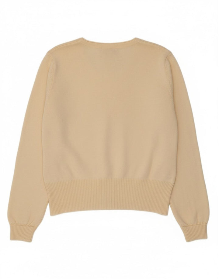 Vintage mujer Cardigan suéter EU 40/42 medio de lana blanca