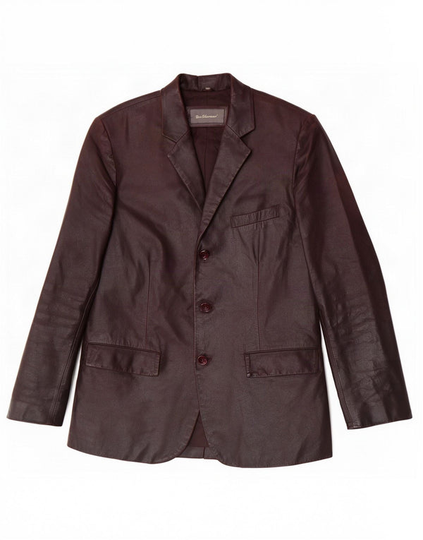 Ben Sherman Chaqueta Blazer de Cuero con 3 Botones para Hombre UK 38 Marrón Medio