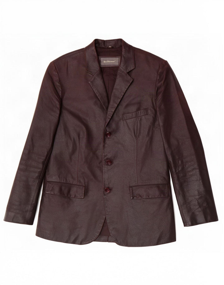 Ben Sherman Chaqueta Blazer de Cuero con 3 Botones para Hombre UK 38 Marrón Medio