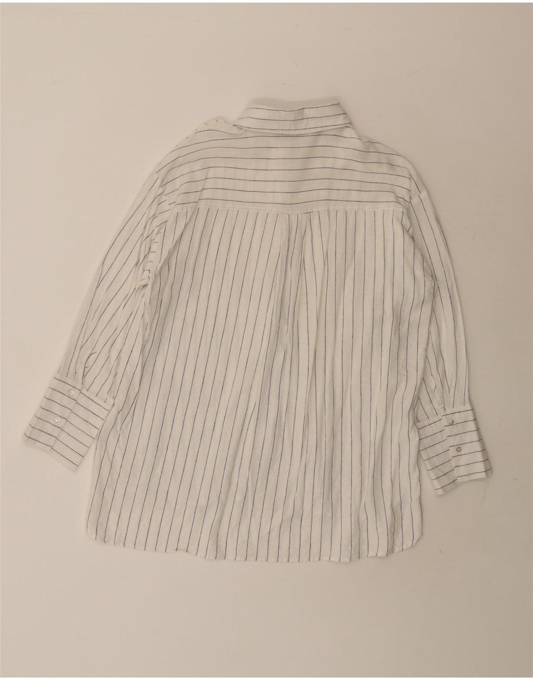 Zara Camisa Larga Extragrande De Mujer UK 10 Small White Pinstripe