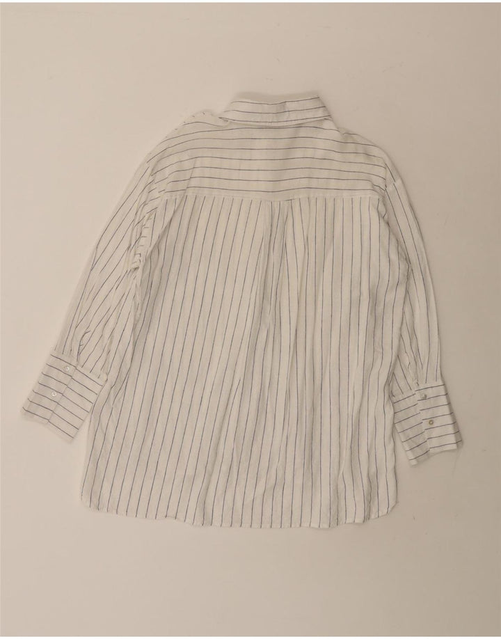 Zara Camisa Larga Extragrande De Mujer UK 10 Small White Pinstripe